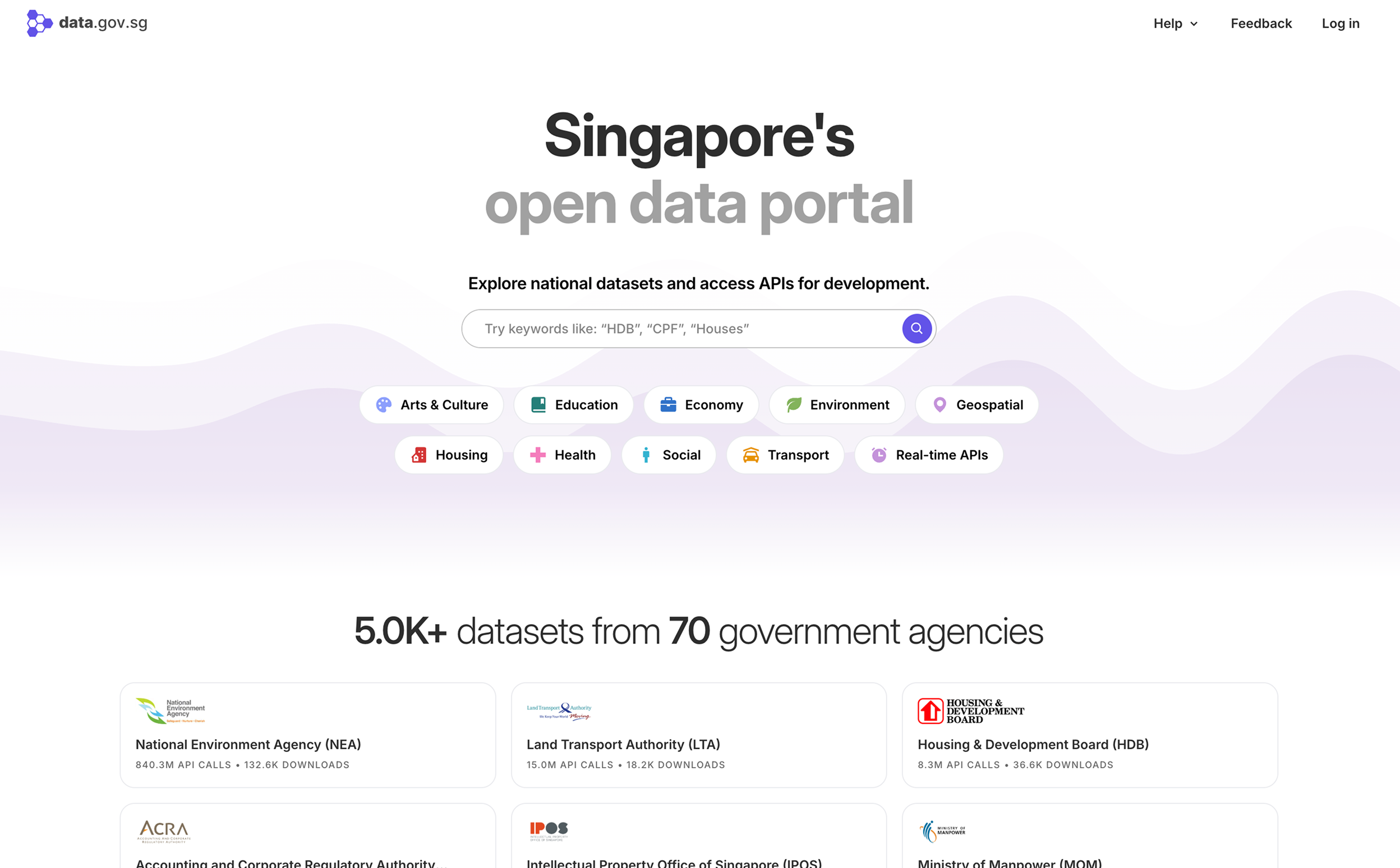 Screenshot of data.gov.sg