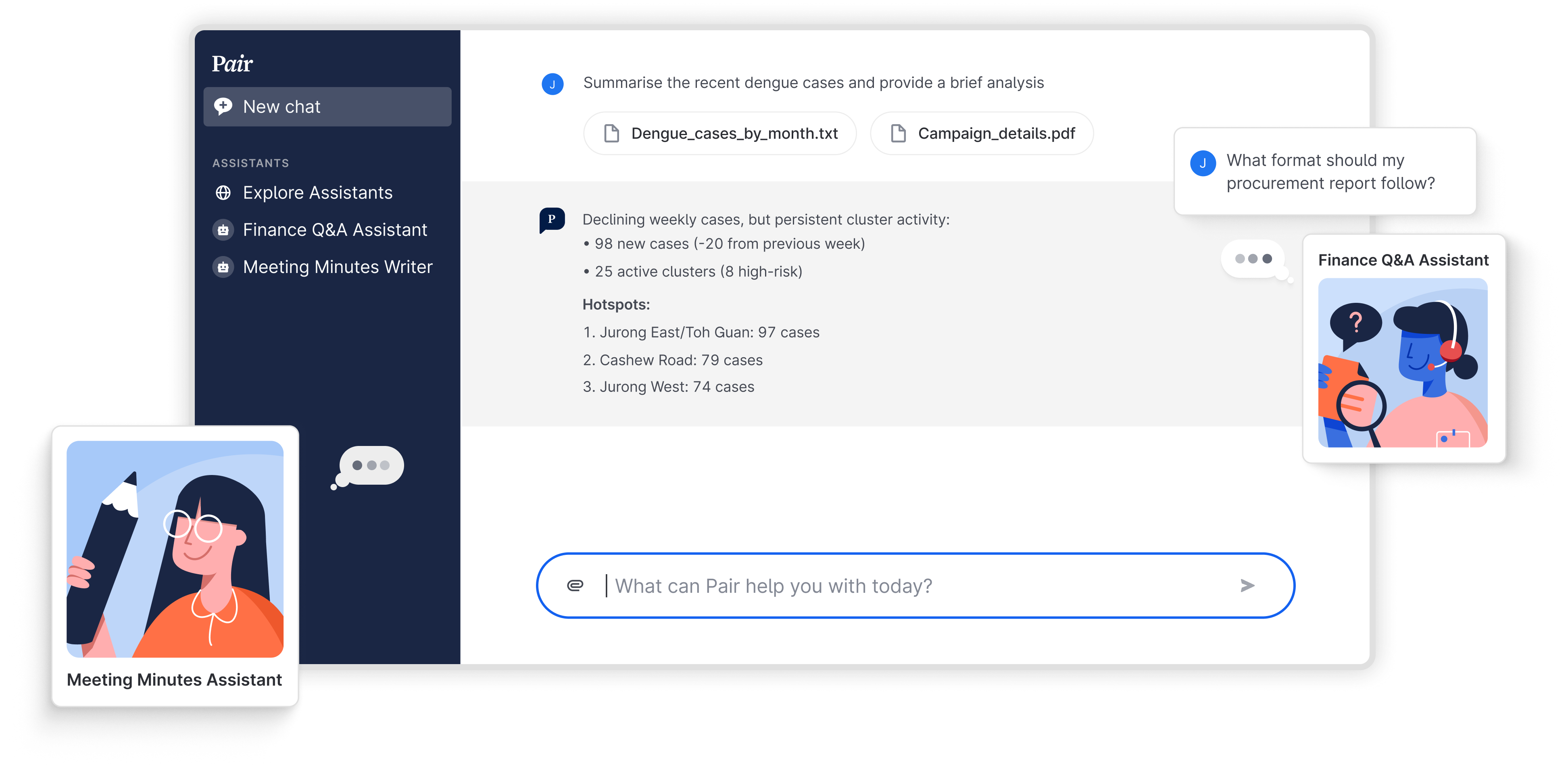Pair interface showing AI assistant capabilities